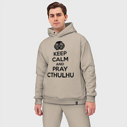 Мужской костюм оверсайз Keep Calm & Pray Cthulhu, цвет: миндальный — фото 2