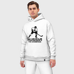 Мужской костюм оверсайз Russia: Hockey Champion, цвет: белый — фото 2