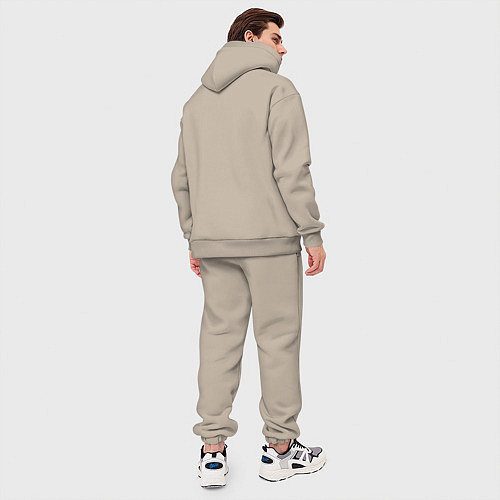 Мужской костюм оверсайз Я усталь / Миндальный – фото 4