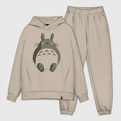 Мужской костюм оверсайз Тоторо с прозрачным пузиком, цвет: миндальный