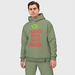 Мужской костюм оверсайз Make tea not war, цвет: авокадо — фото 2