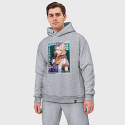 Мужской костюм оверсайз Альбедо Albedo с надписями, Genshin Impact, цвет: меланж — фото 2