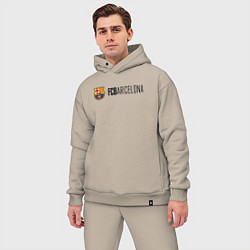 Мужской костюм оверсайз Barcelona FC, цвет: миндальный — фото 2