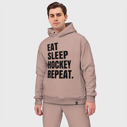 Мужской костюм оверсайз EAT SLEEP HOCKEY REPEAT, цвет: пыльно-розовый — фото 2