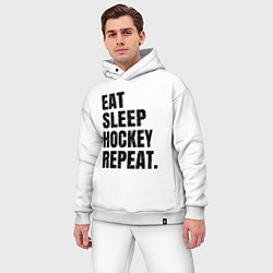 Мужской костюм оверсайз EAT SLEEP HOCKEY REPEAT, цвет: белый — фото 2