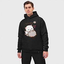 Мужской костюм оверсайз Влюблённые котята, цвет: черный — фото 2