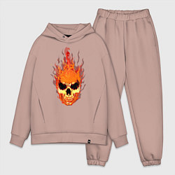 Мужской костюм оверсайз Fire flame skull