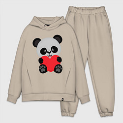 Мужской костюм оверсайз Love Панда, цвет: миндальный
