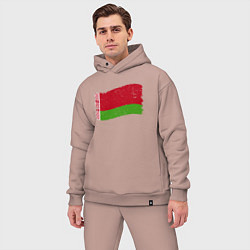 Мужской костюм оверсайз Флаг - Беларусь, цвет: пыльно-розовый — фото 2