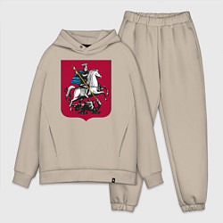 Мужской костюм оверсайз Георгий Победоносец - Герб, цвет: миндальный