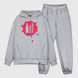 Мужской костюм оверсайз Надпись Пиво моя группа крови, цвет: меланж