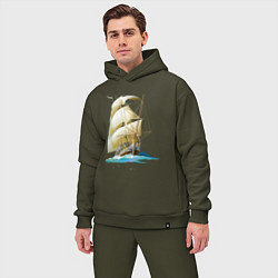 Мужской костюм оверсайз Вперед к мечте, цвет: хаки — фото 2