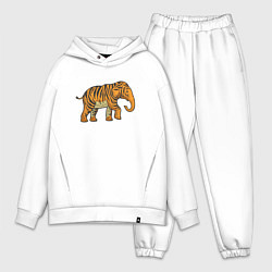 Мужской костюм оверсайз Тигровый слон, цвет: белый
