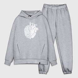 Мужской костюм оверсайз Сердце и Разум, цвет: меланж