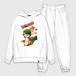 Мужской костюм оверсайз Worms3D, цвет: белый