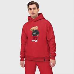 Мужской костюм оверсайз Крутой медвежонок в спортивках, цвет: красный — фото 2