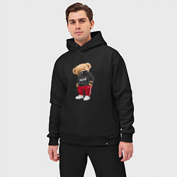 Мужской костюм оверсайз Крутой медвежонок в спортивках, цвет: черный — фото 2