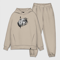 Мужской костюм оверсайз Adele лицо, цвет: миндальный