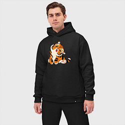 Мужской костюм оверсайз Смешной тигренок, цвет: черный — фото 2