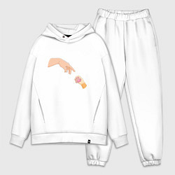 Мужской костюм оверсайз Сотворение Адама и рыжая лапка котика