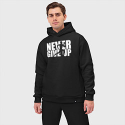 Мужской костюм оверсайз NEVER GIVE UP НИКОГДА НЕ СДАВАЙСЯ СПОРТ, цвет: черный — фото 2