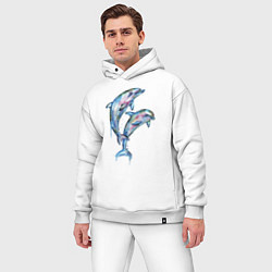 Мужской костюм оверсайз Dolphins Watercolour, цвет: белый — фото 2
