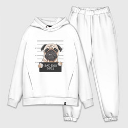 Мужской костюм оверсайз Мопс bad dog, цвет: белый