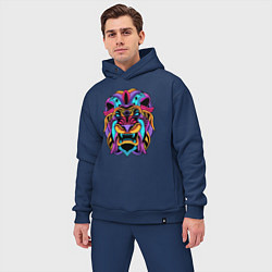 Мужской костюм оверсайз Color lion Neon, цвет: тёмно-синий — фото 2