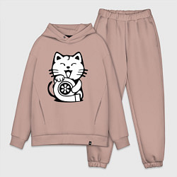 Мужской костюм оверсайз JDM Cat & Engine Japan, цвет: пыльно-розовый