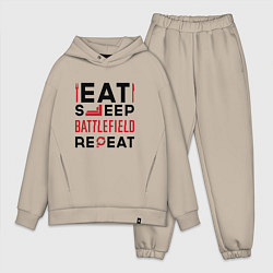 Мужской костюм оверсайз Надпись: Eat Sleep Battlefield Repeat