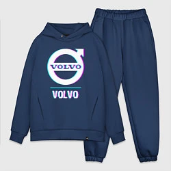 Мужской костюм оверсайз Значок Volvo в стиле Glitch, цвет: тёмно-синий