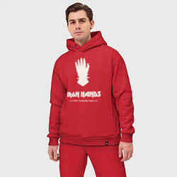 Мужской костюм оверсайз Железные руки лого винтаж, цвет: красный — фото 2
