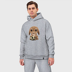 Мужской костюм оверсайз Футбол - Кролик, цвет: меланж — фото 2