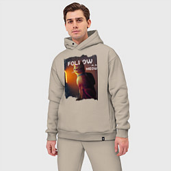 Мужской костюм оверсайз STRAY FOLLOW MEOW, цвет: миндальный — фото 2