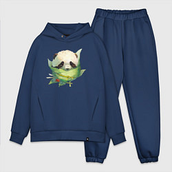 Мужской костюм оверсайз Детёныш панды в гнезде из листьев, цвет: тёмно-синий