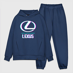 Мужской костюм оверсайз Значок Lexus в стиле glitch, цвет: тёмно-синий