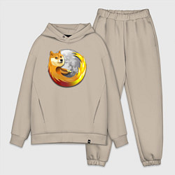 Мужской костюм оверсайз Пёсик Доге охватывает планету, цвет: миндальный