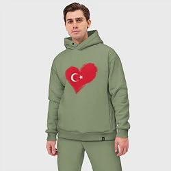 Мужской костюм оверсайз Сердце - Турция, цвет: авокадо — фото 2