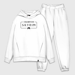 Мужской костюм оверсайз Skyrim gaming champion: рамка с лого и джойстиком, цвет: белый