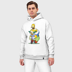 Мужской костюм оверсайз Гомер Симпсон и Клоун Красти едут на детском велос, цвет: белый — фото 2