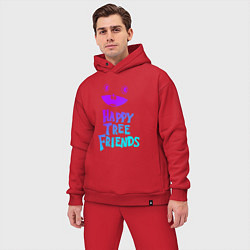 Мужской костюм оверсайз Happy Three Friends - NEON, цвет: красный — фото 2