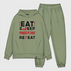 Мужской костюм оверсайз Надпись: eat sleep Free Fire repeat