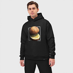 Мужской костюм оверсайз Планета Марс лимон в разрезе, цвет: черный — фото 2