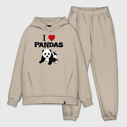 Мужской костюм оверсайз I love Panda - люблю панд, цвет: миндальный