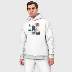 Мужской костюм оверсайз Лисичка и лес в квадратах, цвет: белый — фото 2