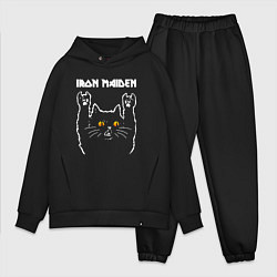 Мужской костюм оверсайз Iron Maiden rock cat, цвет: черный