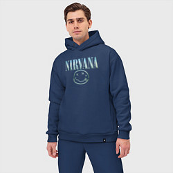 Мужской костюм оверсайз Nirvana - смайлик, цвет: тёмно-синий — фото 2