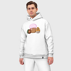 Мужской костюм оверсайз Пасхальный кулич и цыпленок, цвет: белый — фото 2