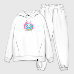 Мужской костюм оверсайз Серый кролик с голубым пончиком