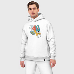 Мужской костюм оверсайз Кролик в костюме супер-героя, цвет: белый — фото 2